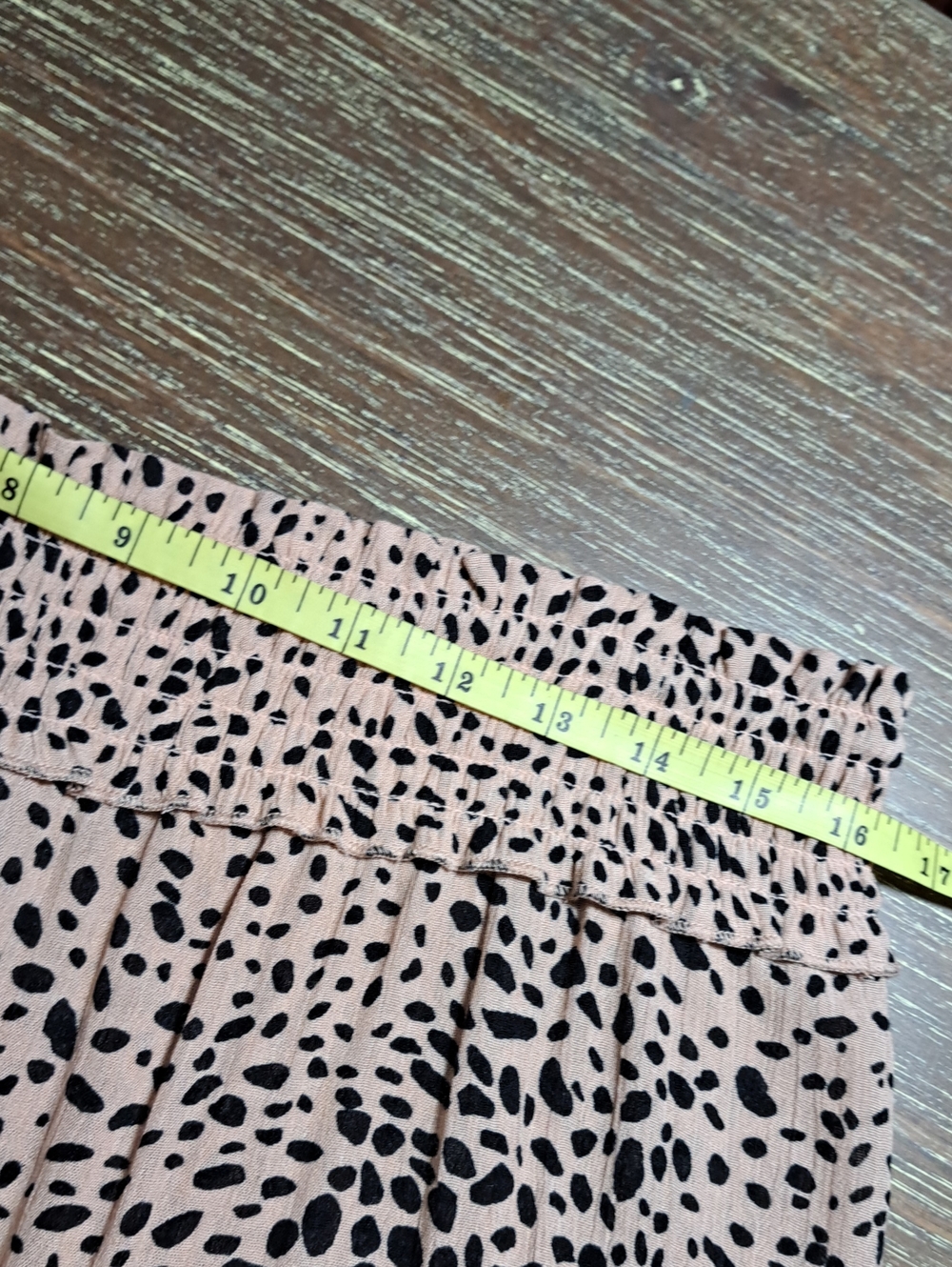 89th & Madison Pants Peachy Beige Black Leopard Print Smock Waist Wide Leg Large - Picture 8 of 11